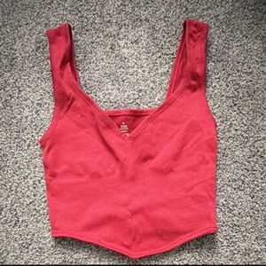 Red Sleeveless V-Neck Top